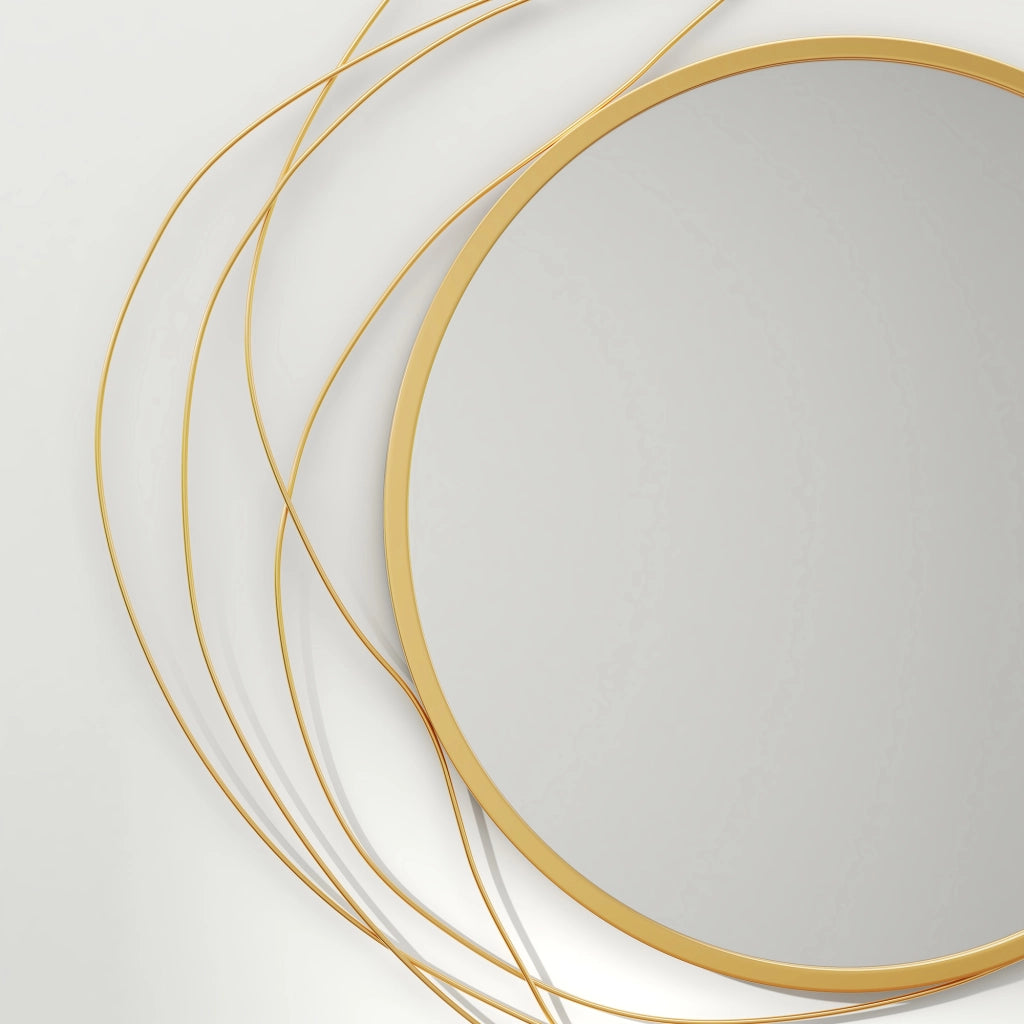Specchio Rotondo da Parete ¨C Xylo ¨C Cornice Metallo Oro ¦µ65cm