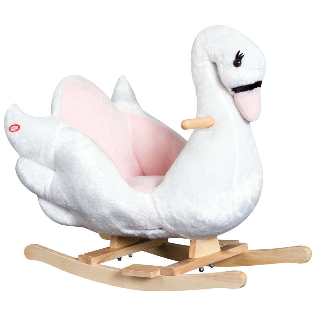 Cavallo a Dondolo per Bambini ¨C zephmum ¨C Legno e Metallo, Peluche, 60x32x55cm, Bianco