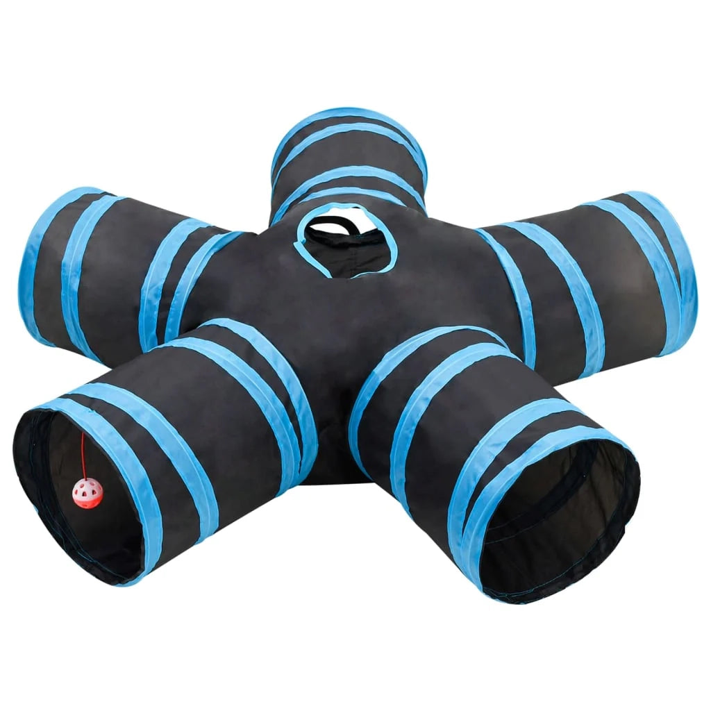 Tunnel per gatti a 5 vie 25 cm poliestere nero e blu 02_0005184