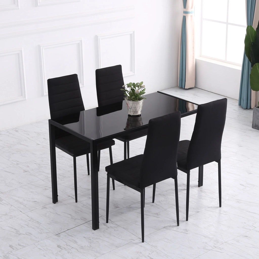 Set 4 Sedie 41x50x97 cm in Tessuto Nero