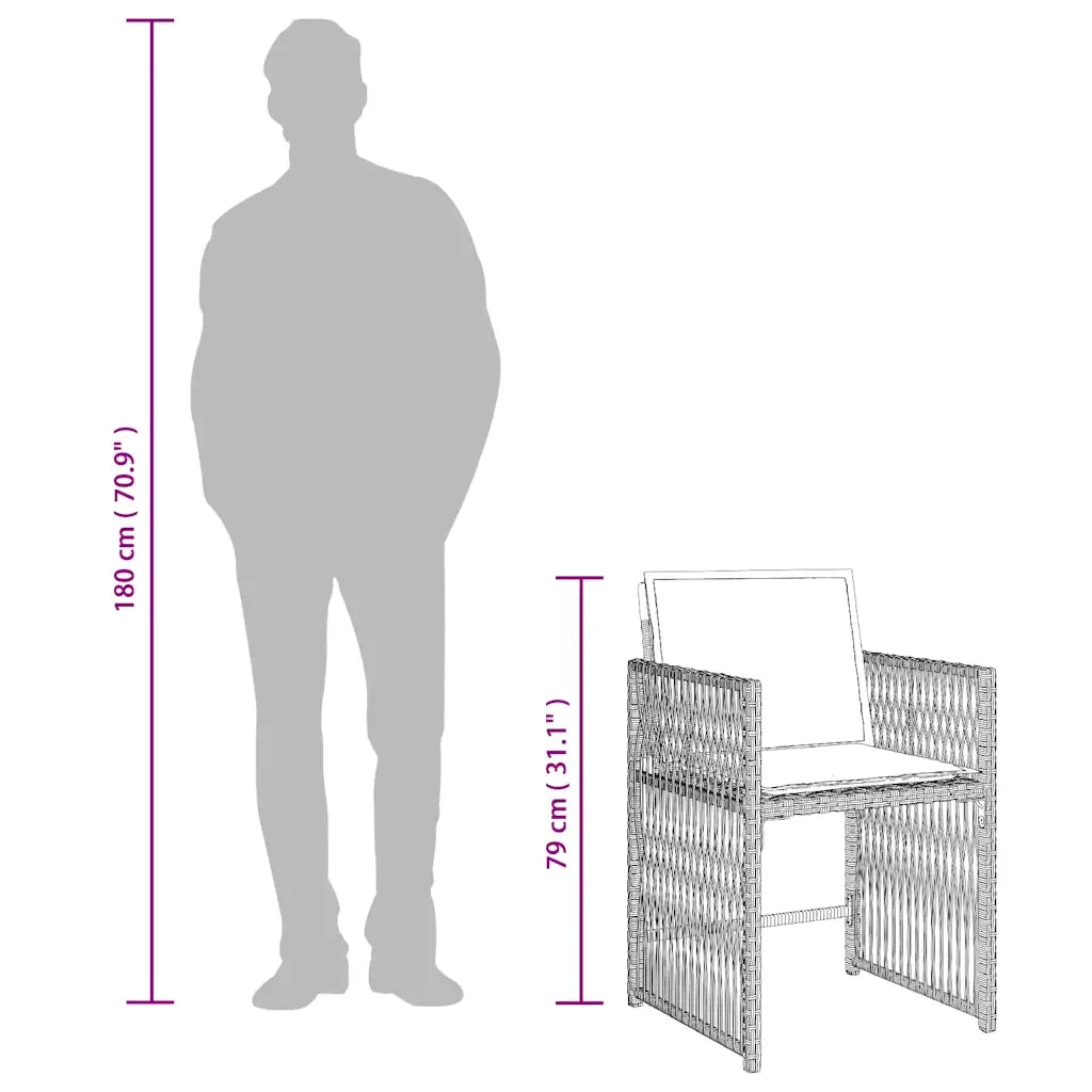 Set da Pranzo da Giardino 17pz con Cuscini Grigio in Polyrattan 3211787