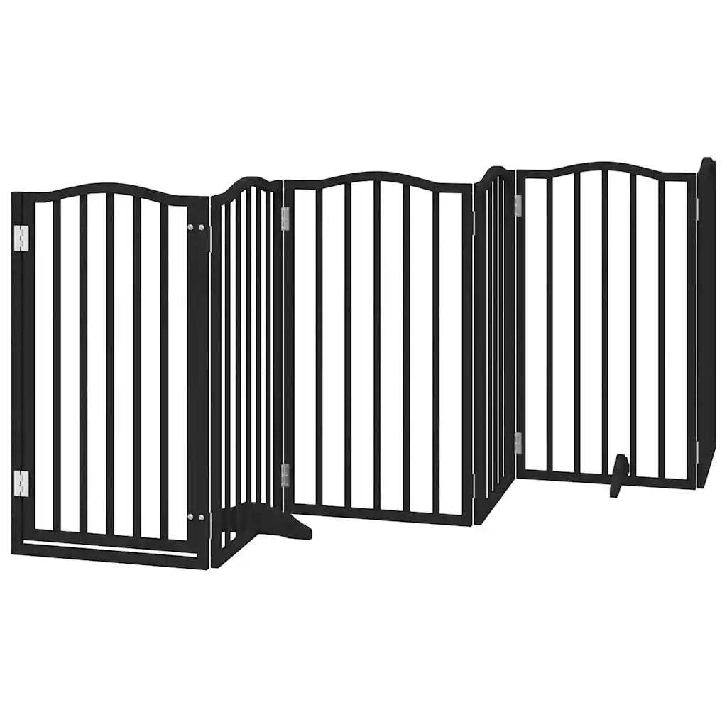 Cancello per Cani Porta Pieghevole Nero 6 Pannelli 300cm Pioppo 352223