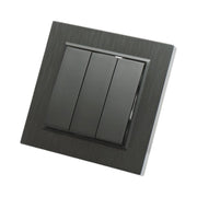 Interruttore triplo da incasso nero 220V, 10AX, ABS 80x80mm