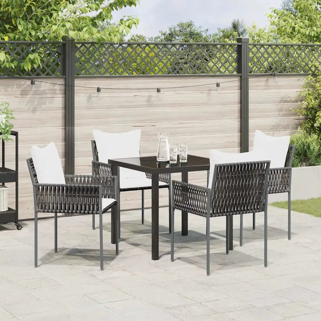 Set da Pranzo per Giardino 5 pcs Marrone e Nero Rattan in PE 3379094