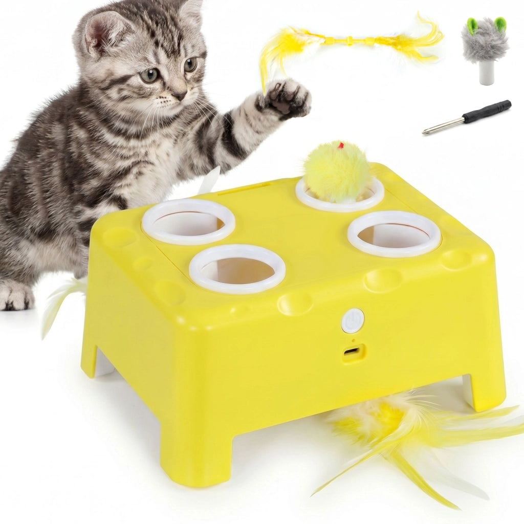 Giocattolo Interattivo per Gatti ¨C Minimal ¨C Ricaricabile 3 Modalit¨¤ Giallo 18,8x14x6cm