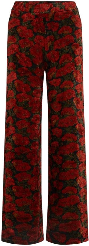 Gonna per Donna con Disegno Fiorale - Tela Nicki - Cintura Elastica - Gambe Ampie - Silhouette Casual - Tessuto Vellutato - Pantaloni