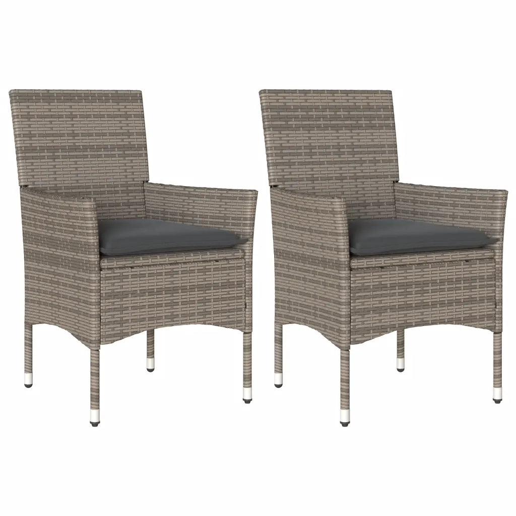 Sedie da Giardino con Cuscini 2 pz Grigie in Polyrattan 368111