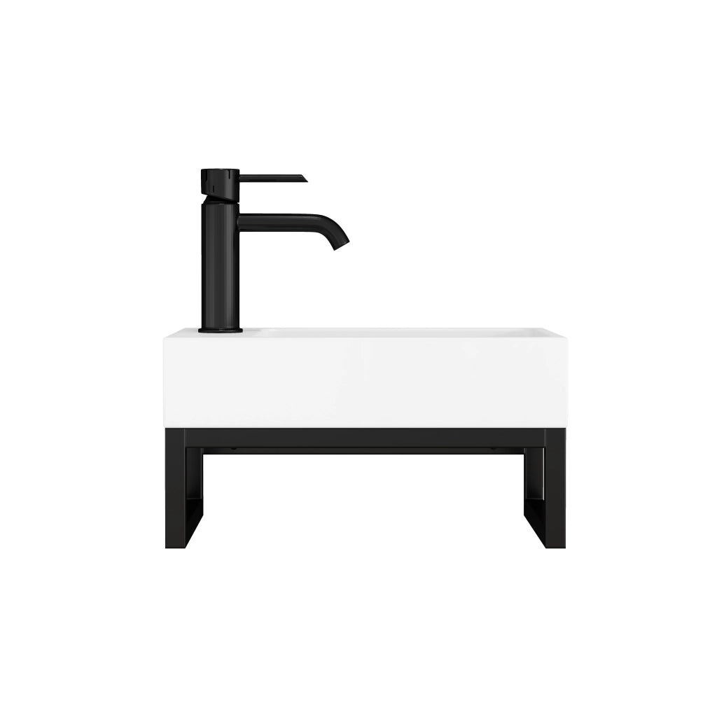 Lavabo sospeso compatto con telaio in metallo e troppo pieno premontato per bagno e WC ospiti 40 × 21 × 25 cm