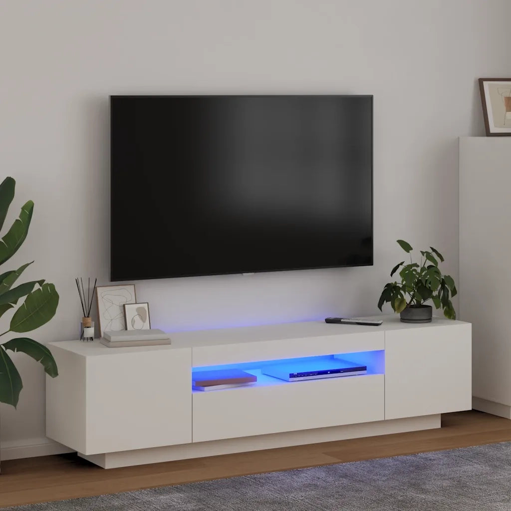Mobile Porta TV con Luci LED Bianco 160x35x40 cm