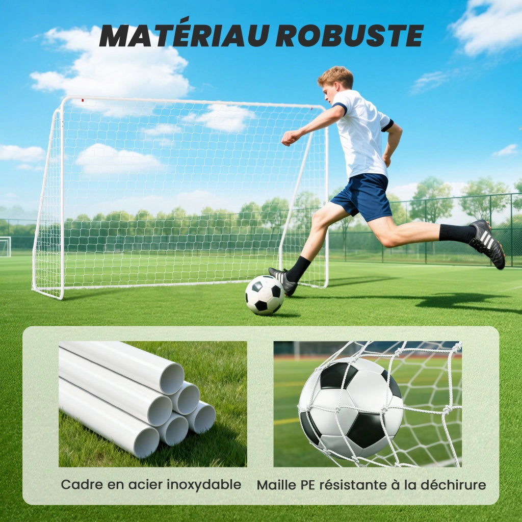 Porta da Calcio ¨C Xylo ¨C 301x120x200 cm Metallo Bianco con Rete PE