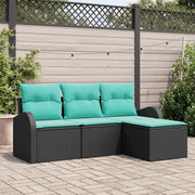 Set di divani con cuscino 4 pcs Nero e Turchese polyrattan 3354665