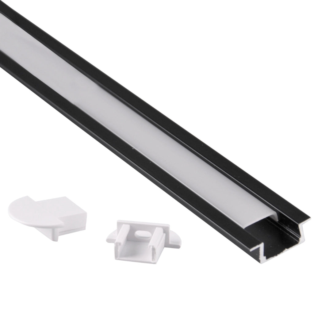 Profilo incasso per LED alluminio 1m nero Polux 316059