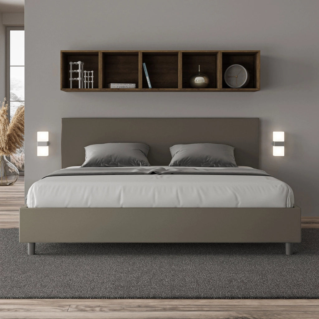 BS COM Letto matrimoniale king size senza rete imbottito 200x200 similpelle cappuccino