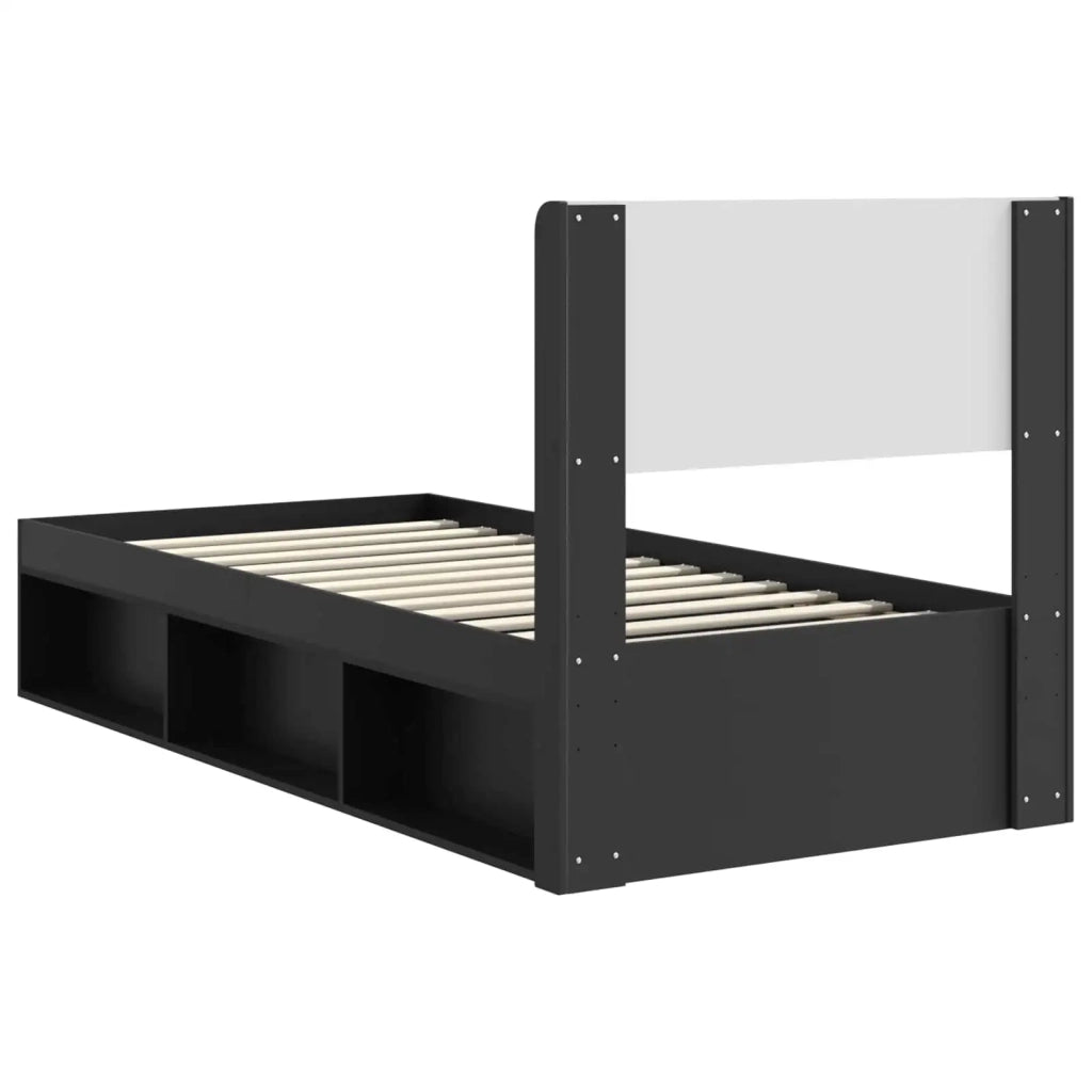 Struttura del letto con stoccaggio e testata Nero 100 x 200 cm 3414244