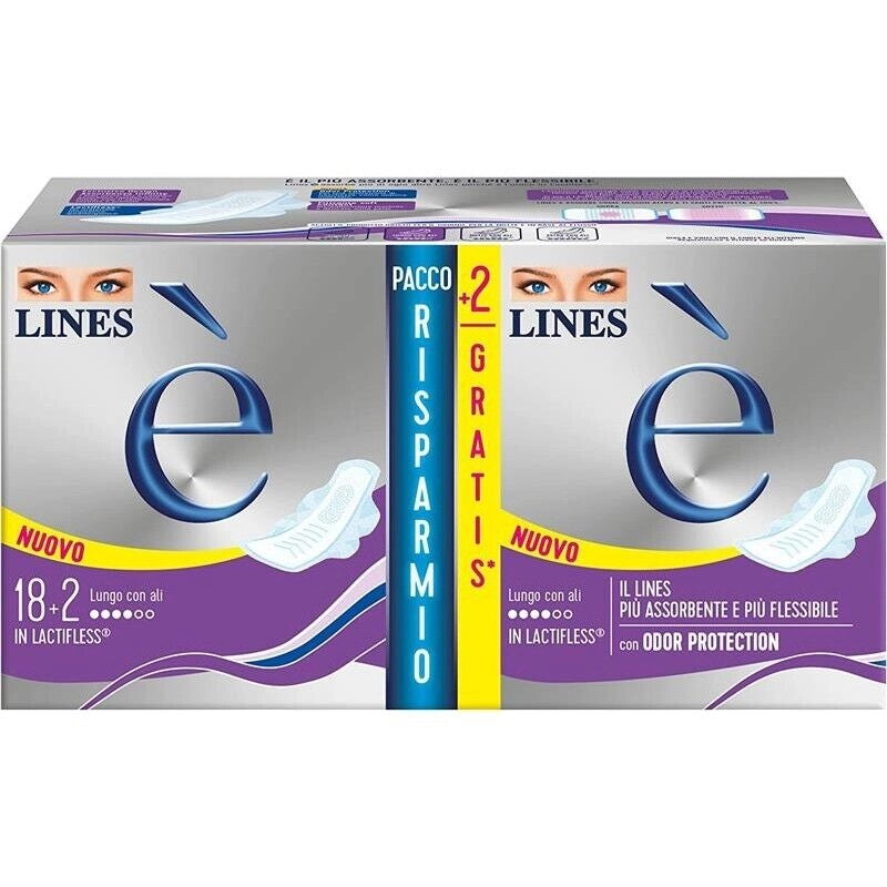 ASSORBENTI LINES È CON ALI LUNGO IN CONFEZIONE DA 18+2 PEZZI