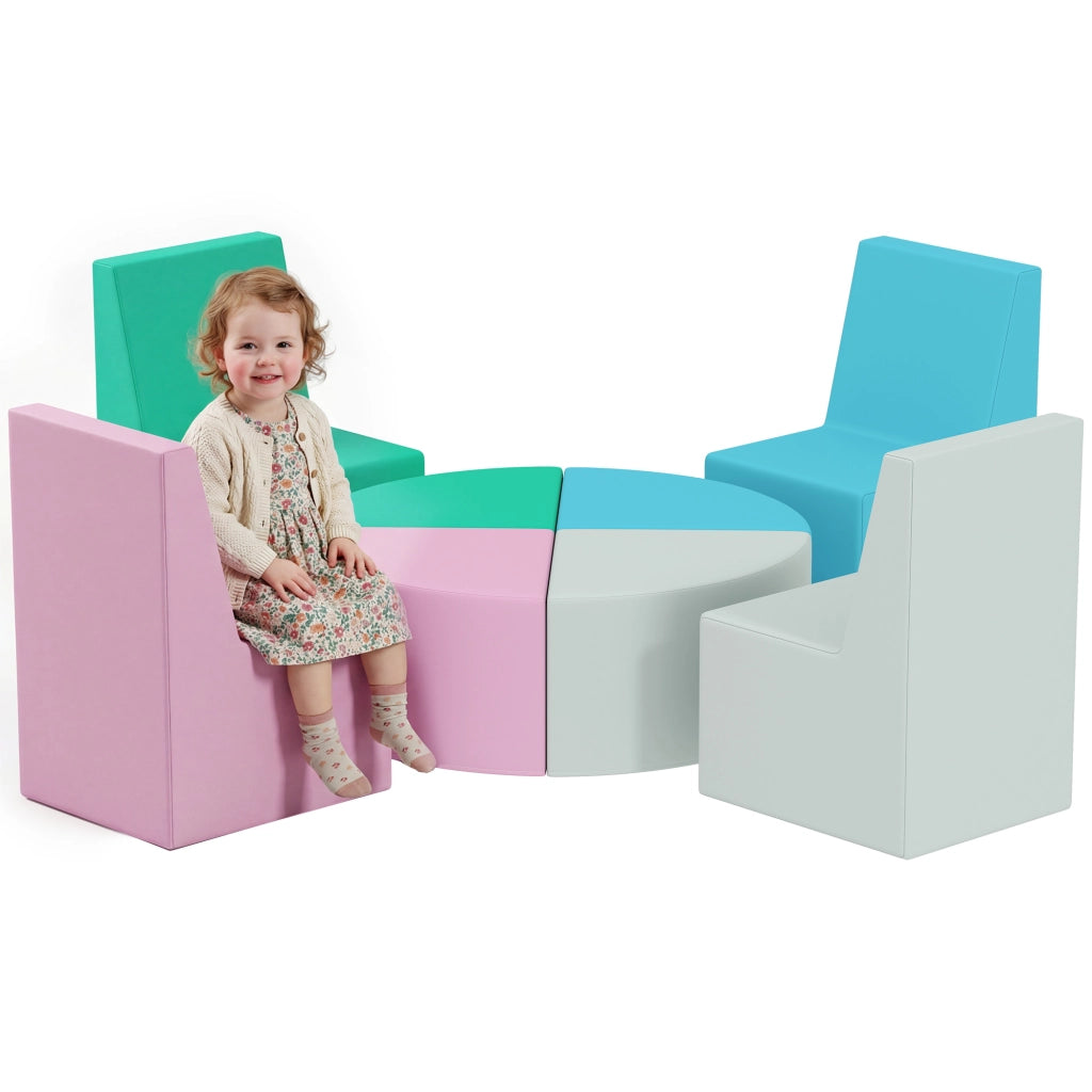 Set Blocchi Morbidi 8 Pezzi con Tavolo e Sedia ¨C Xylo ¨C Schiuma PU Multicolore per Bambini