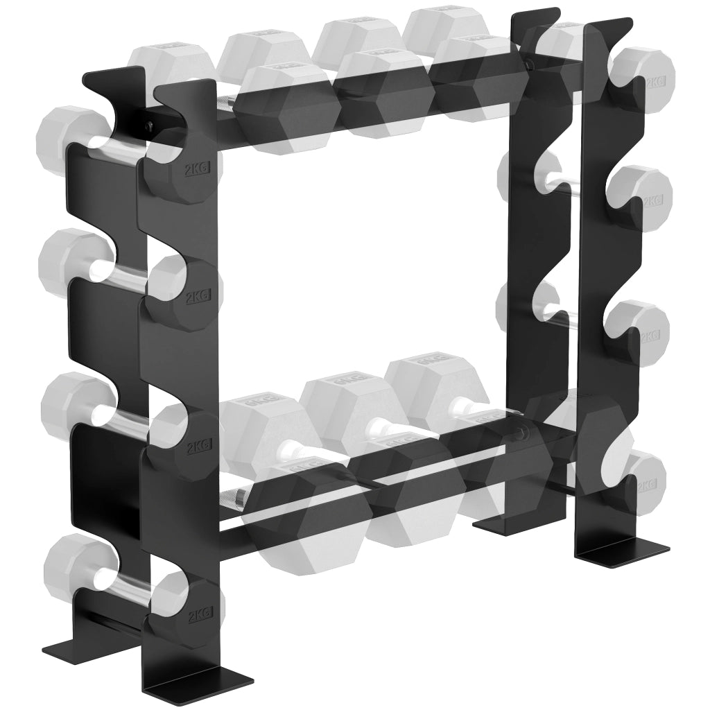 Rastrelliera Porta Manubri a 4 Livelli in Acciaio, Capacit¨¤ 200 Kg, 70x21x55 cm, Nero