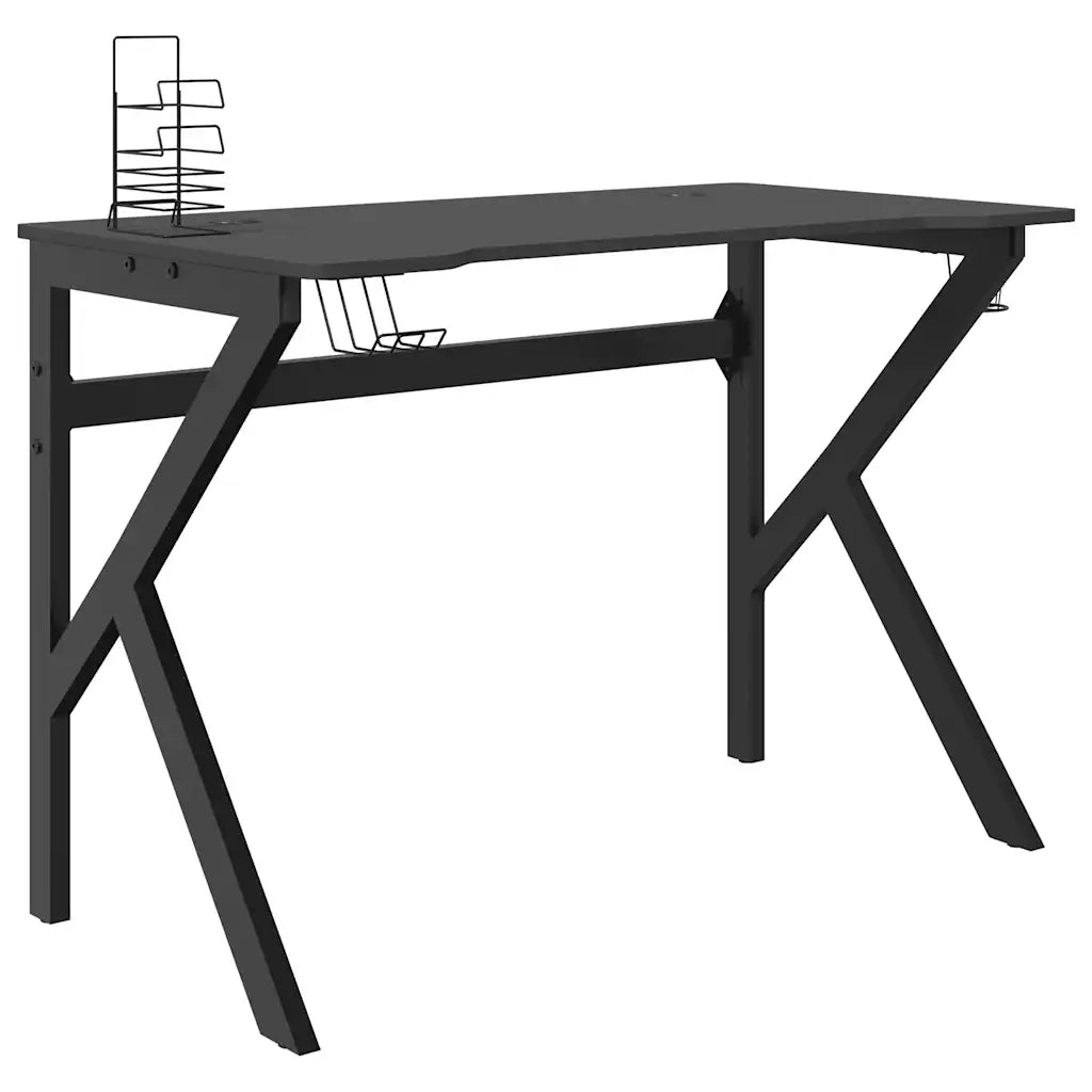 Scrivania da Gaming con Gambe a K Nera 110x60x75 cm