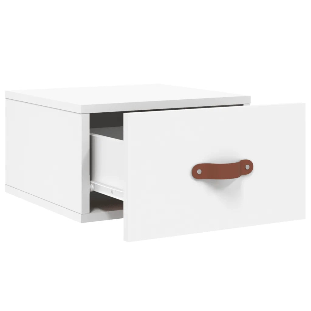 Comodino a Muro-Tavolino da notte sospeso Bianco 35x35x20 cm 432812