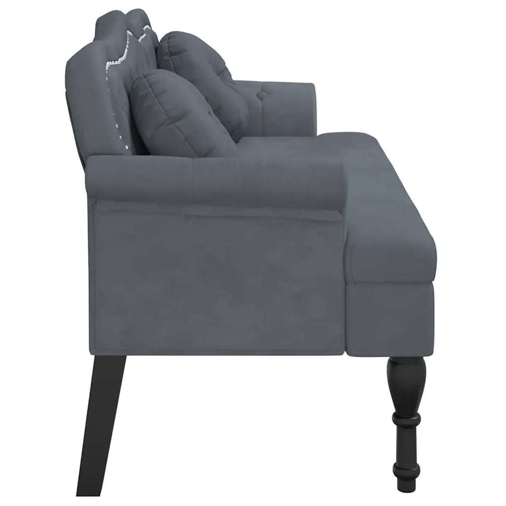 Panca con Cuscini-Sgabello-Divano Grigio Scuro 120,5x65x75 cm Velluto