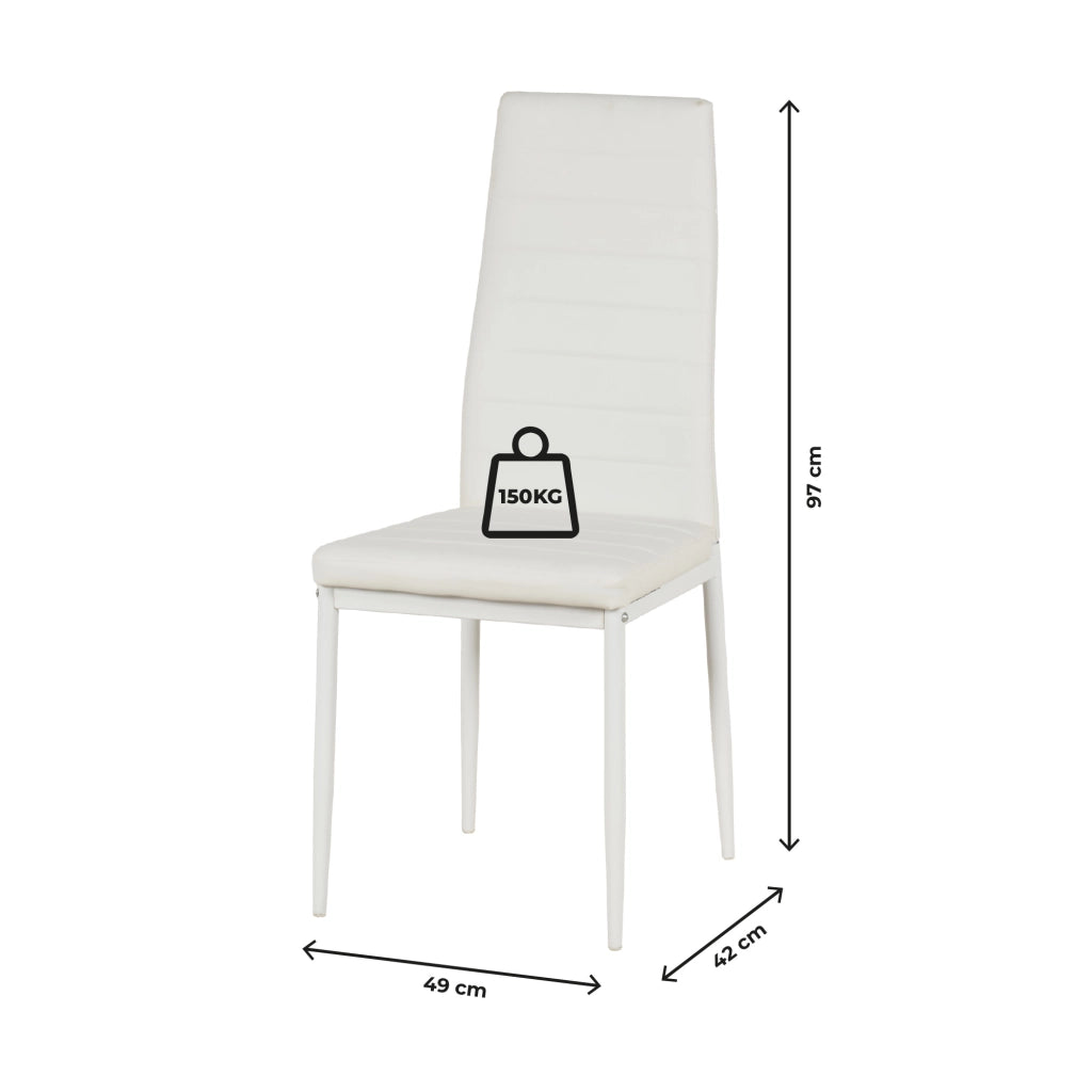 Set Sedie da Pranzo 4 o 6 Pezzi, Sedie Moderne Imbottite per Cucina Soggiorno Sala da Pranzo, Facile Montaggio con Gambe Robuste, Rivestimento in Pelle Sintetica  Bianco - 4 Pezzi
