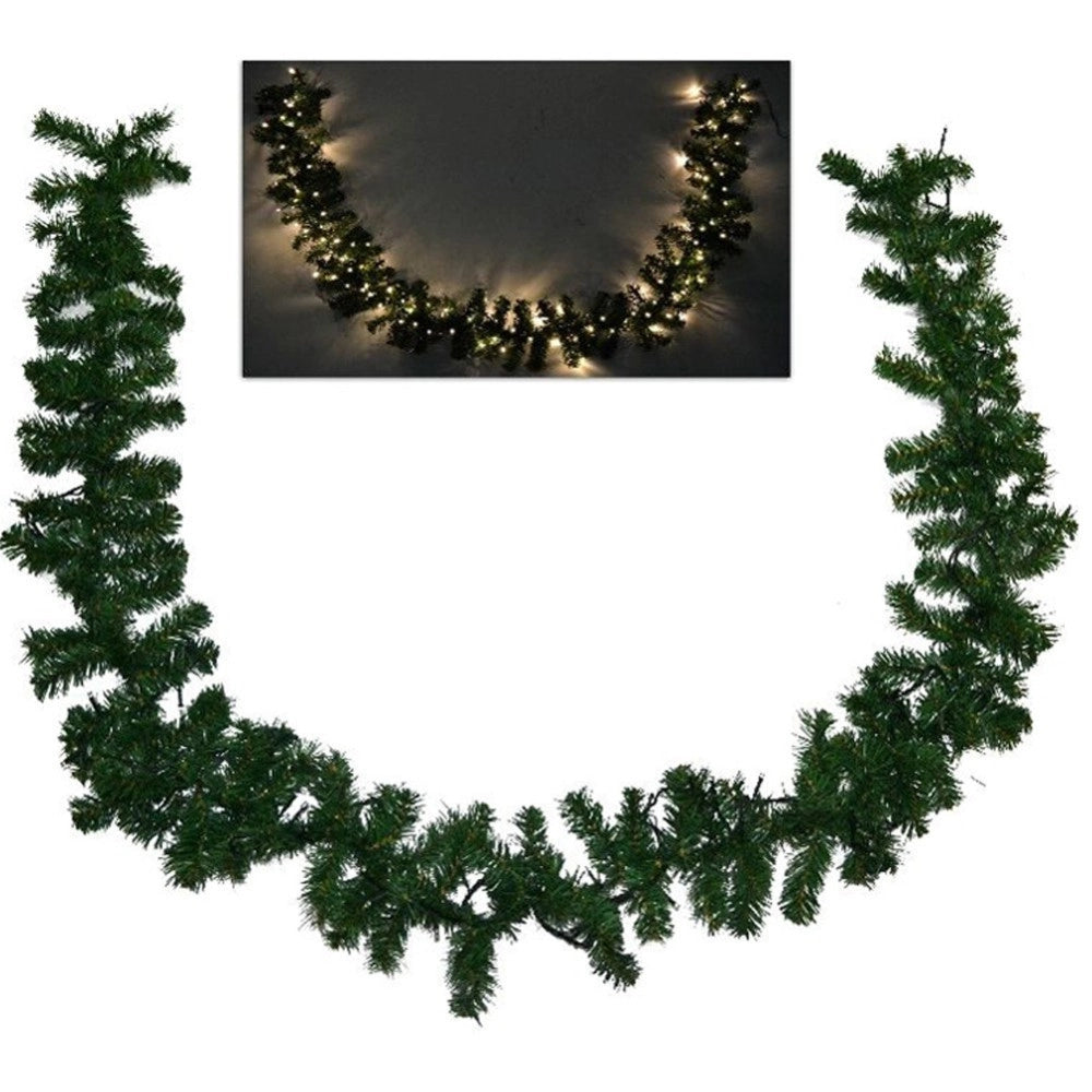 Trade Shop - Ghirlanda Natalizia 250cm 200 Punte 100 Luci Led Bianco Caldo Decorazioni Natale -