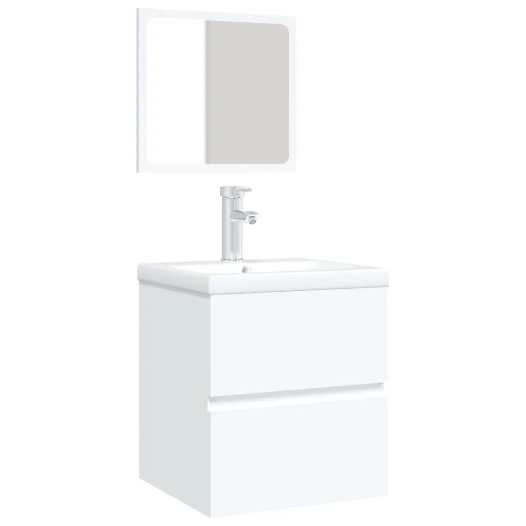 Mobile da Bagno con Lavabo e Specchio Bianco 3114171