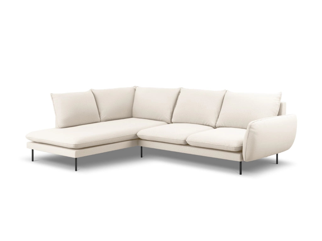 Cosmopolitan Design - Divano angolare sinistro "Vienna" 6 posti in bouclé beige 
