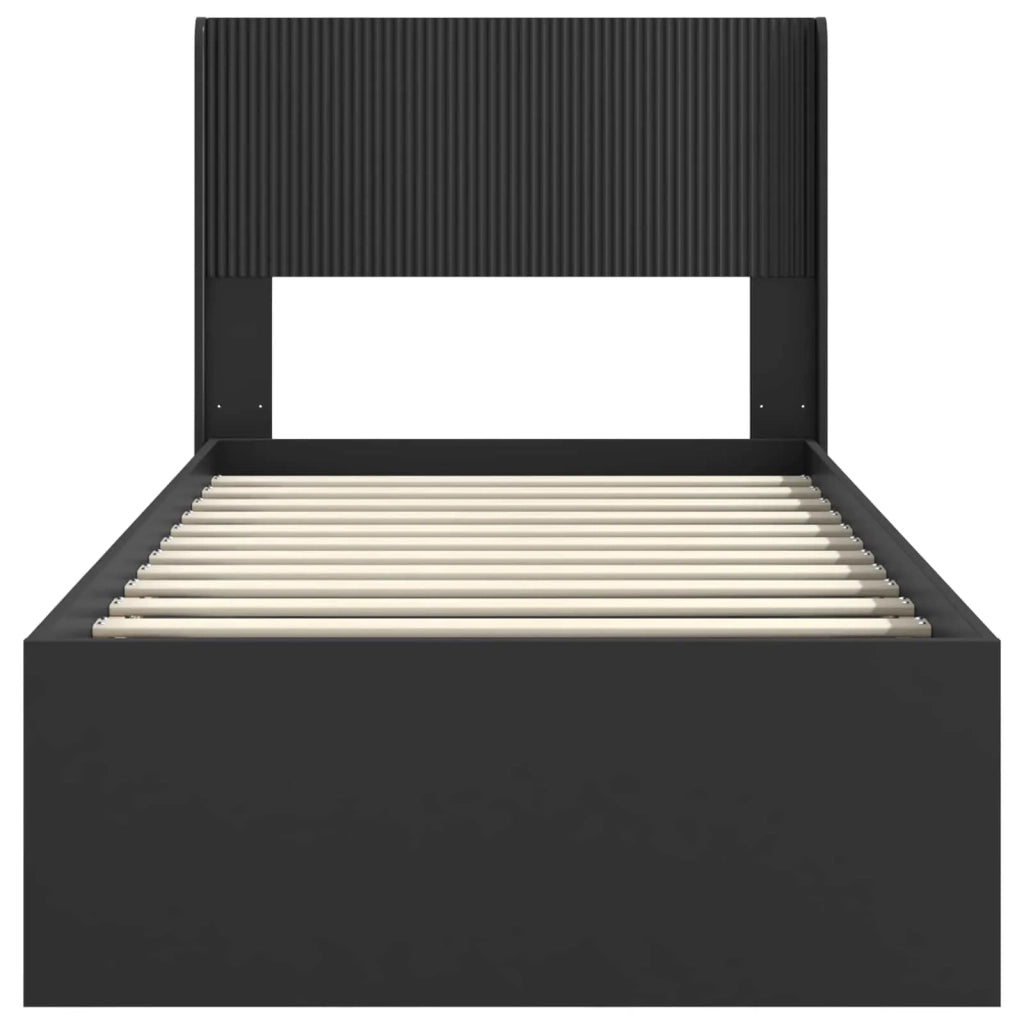 Struttura del letto con stoccaggio e testata Nero 100 x 200 cm 3414244