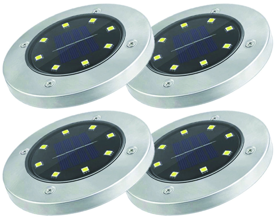 Suprema LUCE SOLARE SEGNAPASSO CON SENSORE CREPUSCOLARE 4 PZ, 8 led x 0,2 watt, 10 lumen
