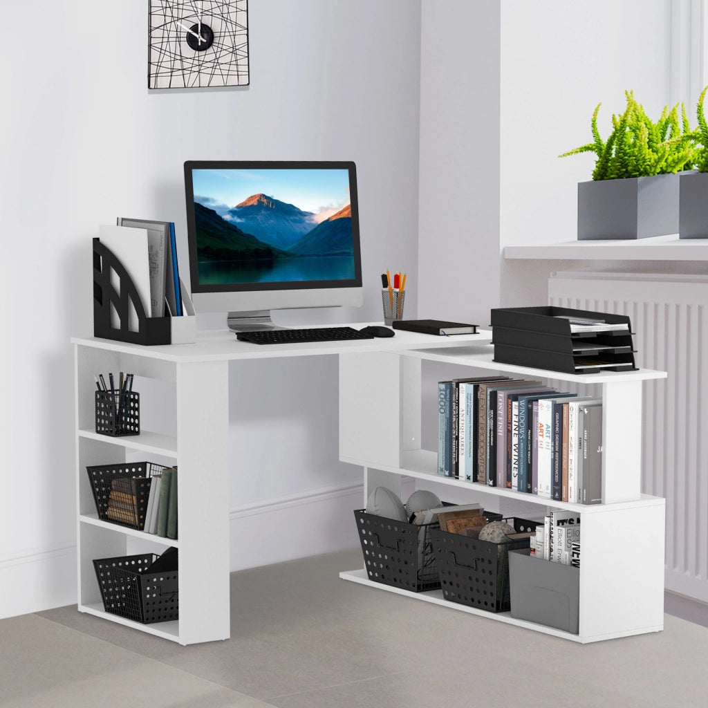 Scrivania Angolare con 5 Ripiani ¨C Minimal ¨C Bianco 120x100x74.5cm