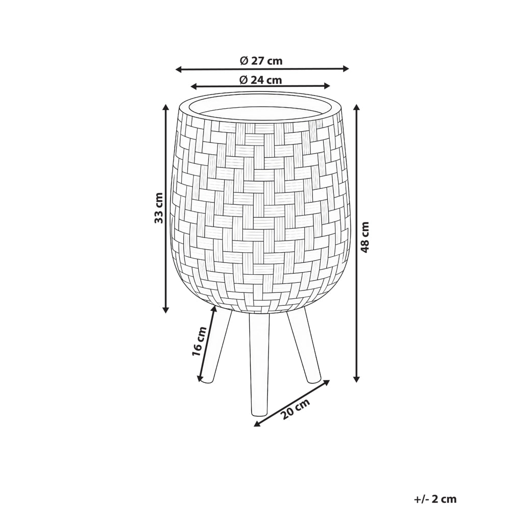 Vaso da fiori rialzato, beige chiaro, con motivo a trama in ossido di magnesio, per interni ed esterni, resistente alle intemperie, 16,5 L