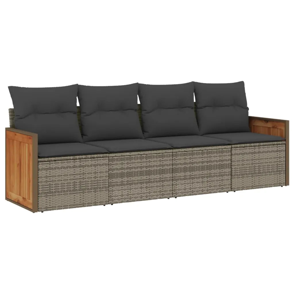 Set Divani da Giardino 4 pz con Cuscini in Polyrattan Grigio 3259855