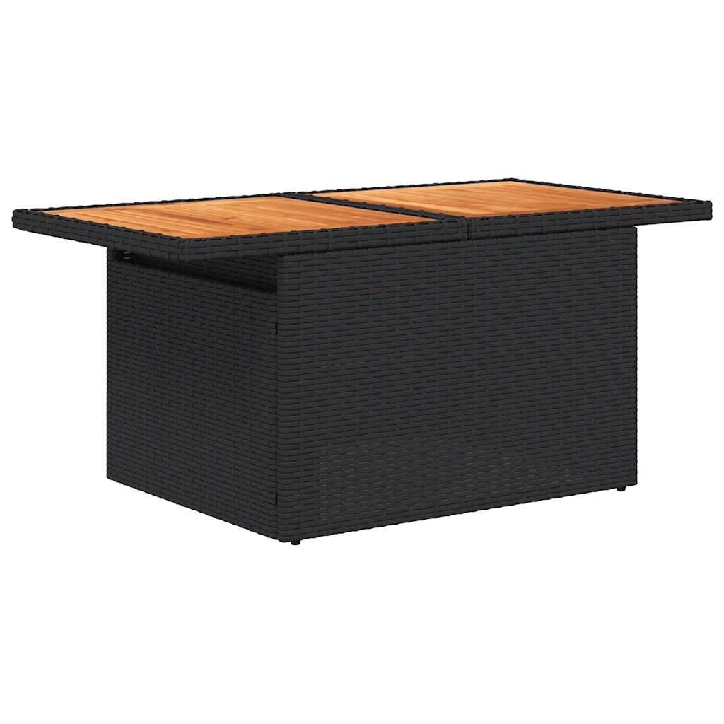 Set Divani da Giardino 5 pz con Cuscini Nero Polyrattan Acacia 3327542