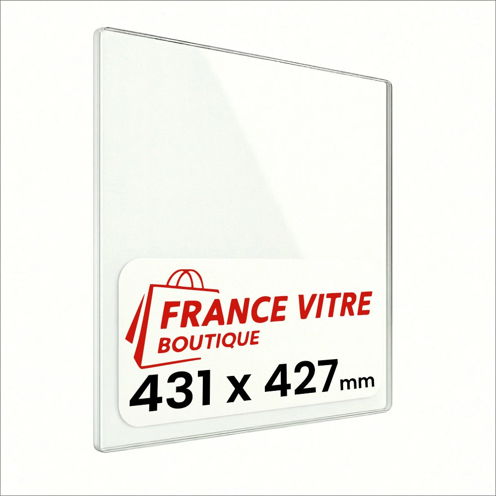 431 x 427 x 4 mm - Vetro per stufa a legna - vetro camino di ricambio - vetro per caminetto resistente al fuoco - France Vitre