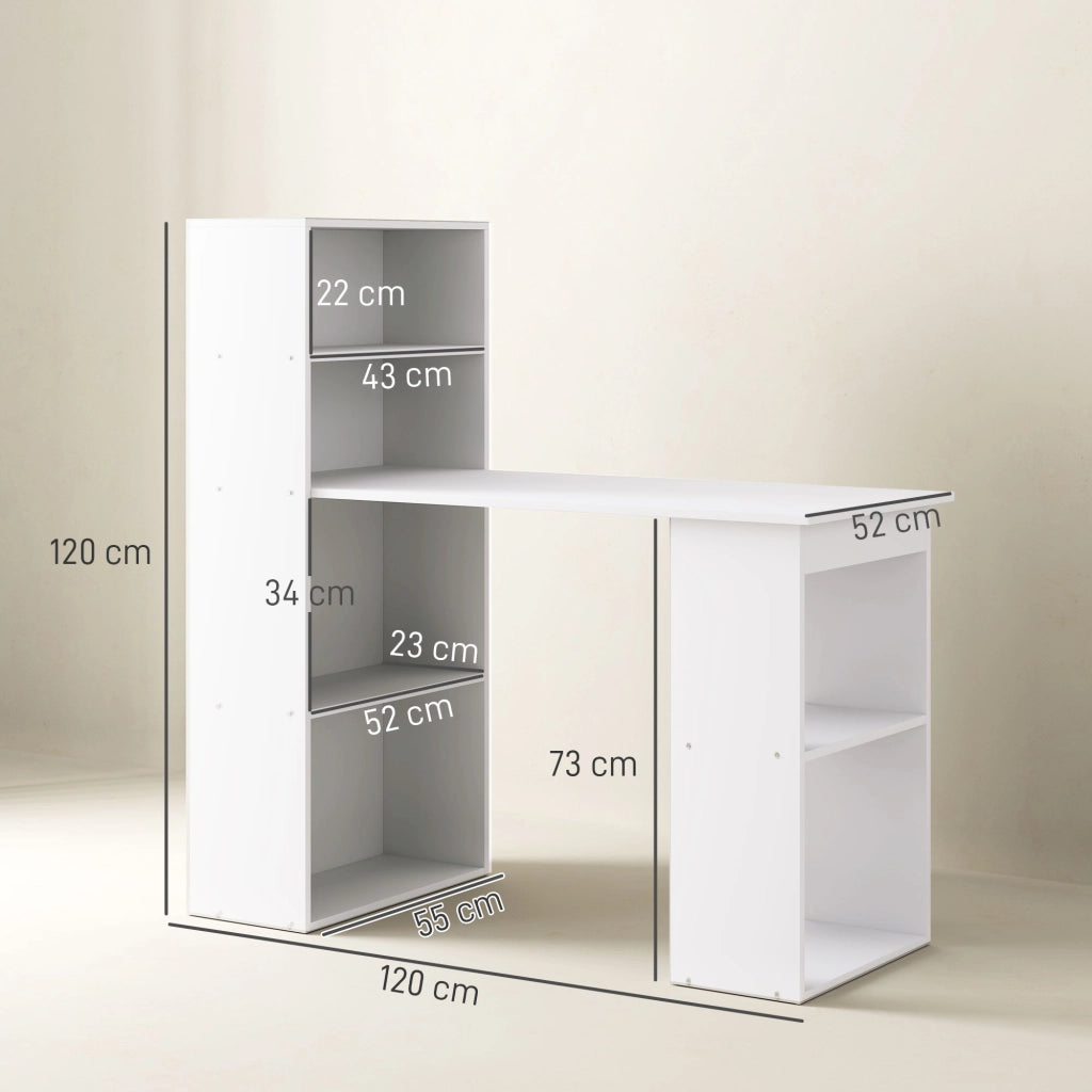 Scrivania con 2 scaffali e 5 ripiani ¨C zephmum ¨C 120x55x120 bianco