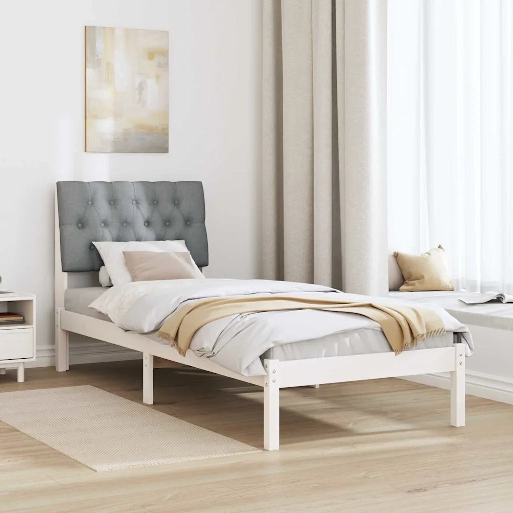 Letto singolo | Letto per adulti | Letto con Testiera Rivestita con testiera Bianco 75 x 190 cm