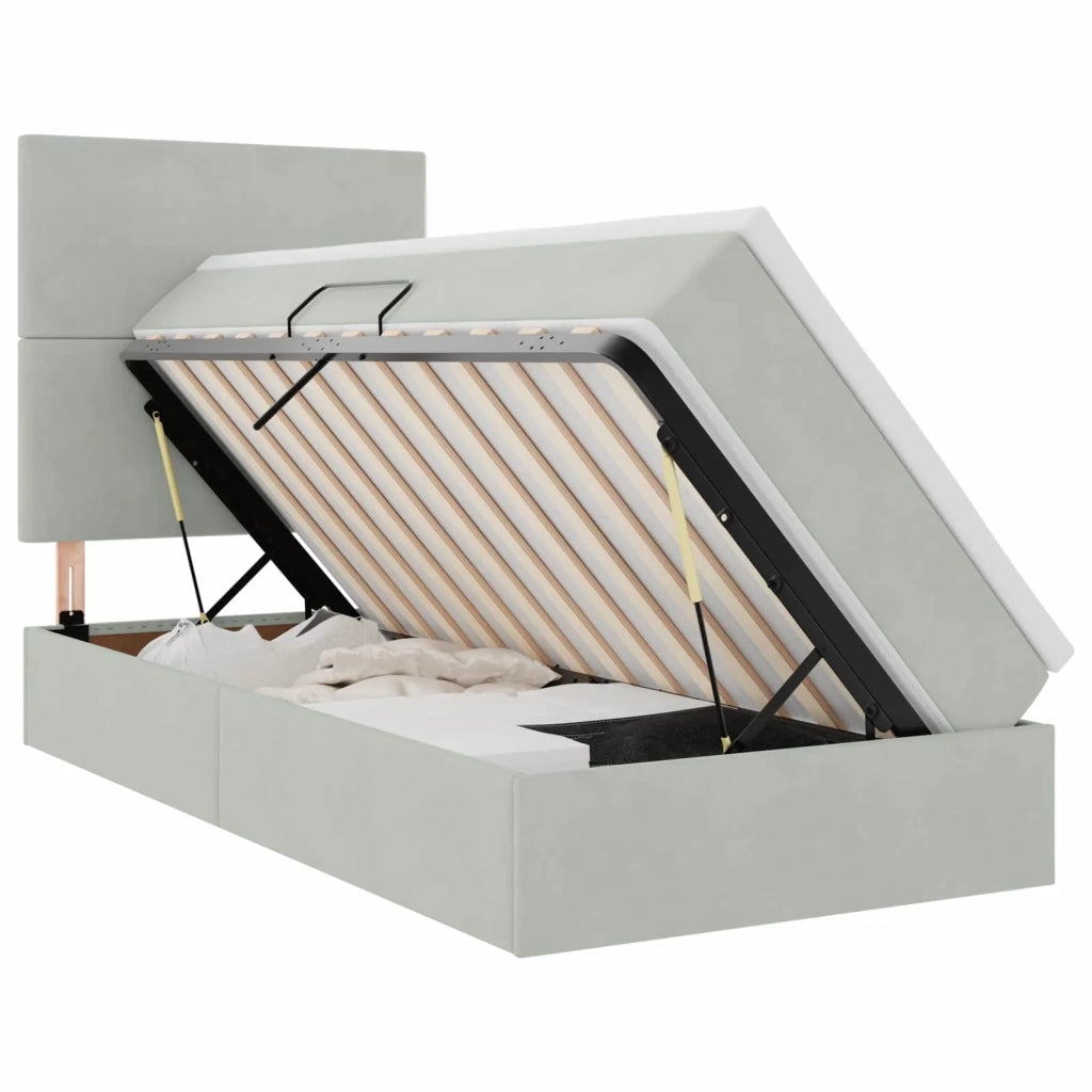 Letto con contenitore e LED Grigio chiaro 90 x 200 cm Velluto 3372579