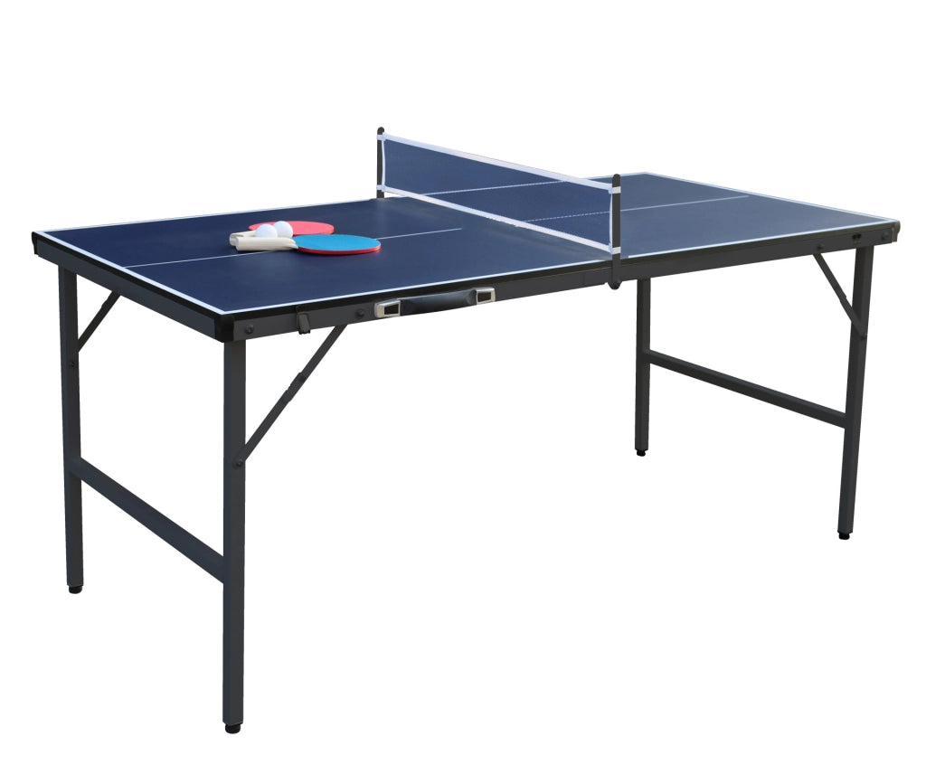 Tavolo da ping pong pieghevole 152,5x76 cm rete 2 racchette palline, Tavolo tennis portatile preassemblato salvaspazio Nero