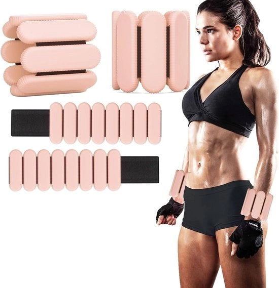Pesi di resistenza per donna/uomo, adatti per camminare e correre, 1 coppia (ognuno pesa 1 libbra) pesi di silicone per fitness, adatti per allenamenti in palestra, jogging, yoga, pilates, allenamento di forza in rosso