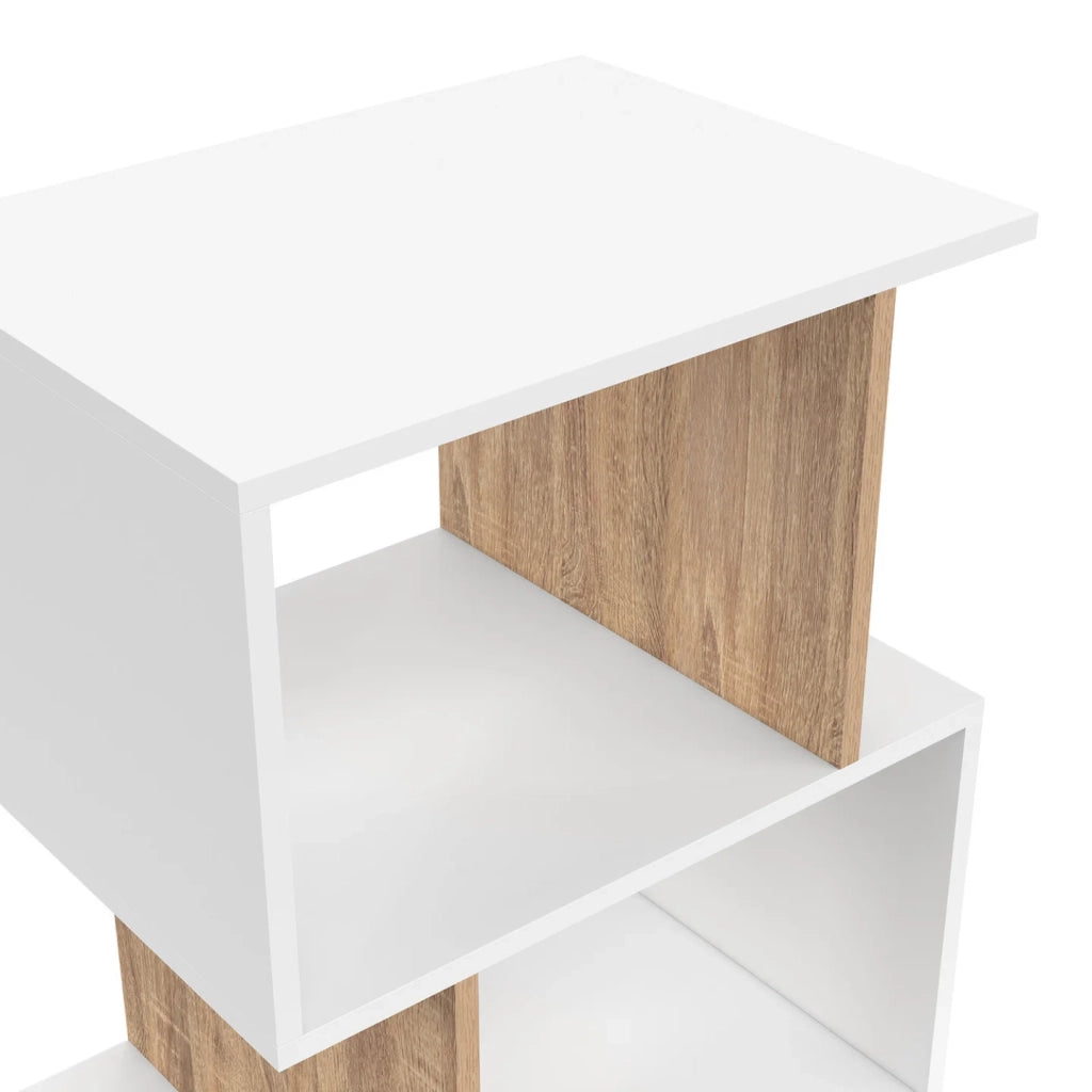IDMarket - Set di 2 comodini a S SOFIA con contenitore a giorno, effetto bianco e faggio