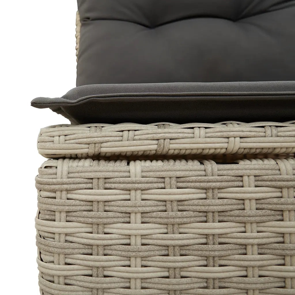 Divano Senza Braccioli con Cuscini Grigio Chiaro in Polyrattan 366174