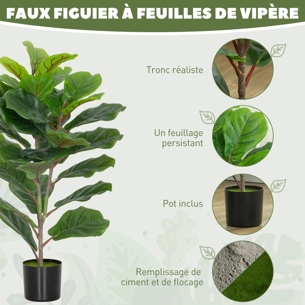 Albero finto Ficus 80 cm con vaso ¨C zephmum ¨C verde, plastica