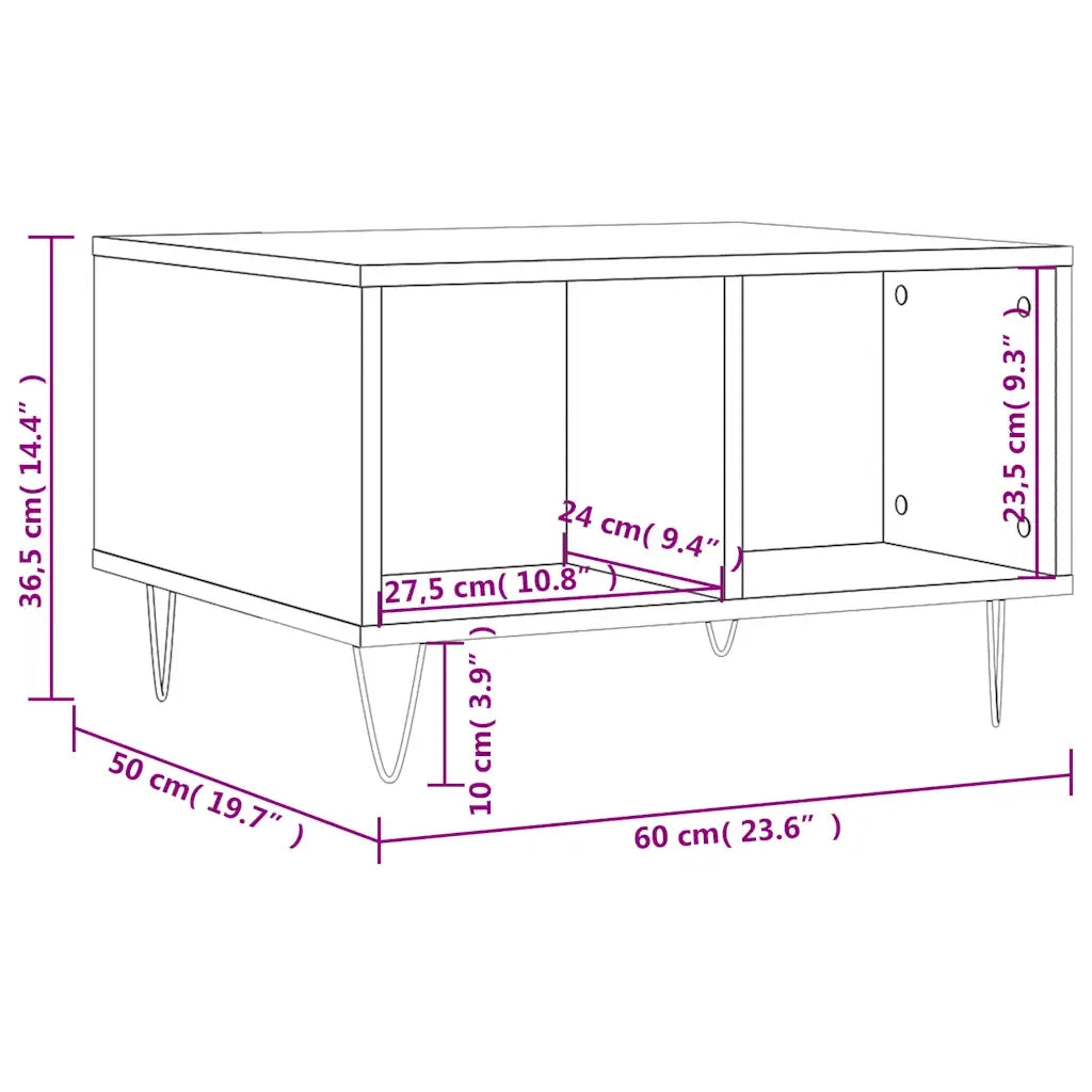 Tavolino Salotto-Tavolino da soggiorno-Tavolo Bianco Lucido 60x50x36,5 cm Legno Multistrato 605898