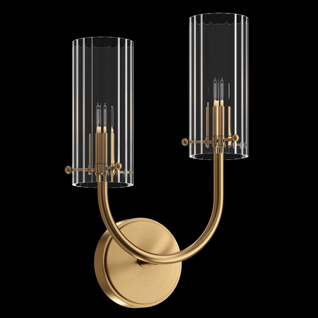 Maytoni applique contemporanea Arco 1 luce G9 ottone metallo vetro soffiato trasparente