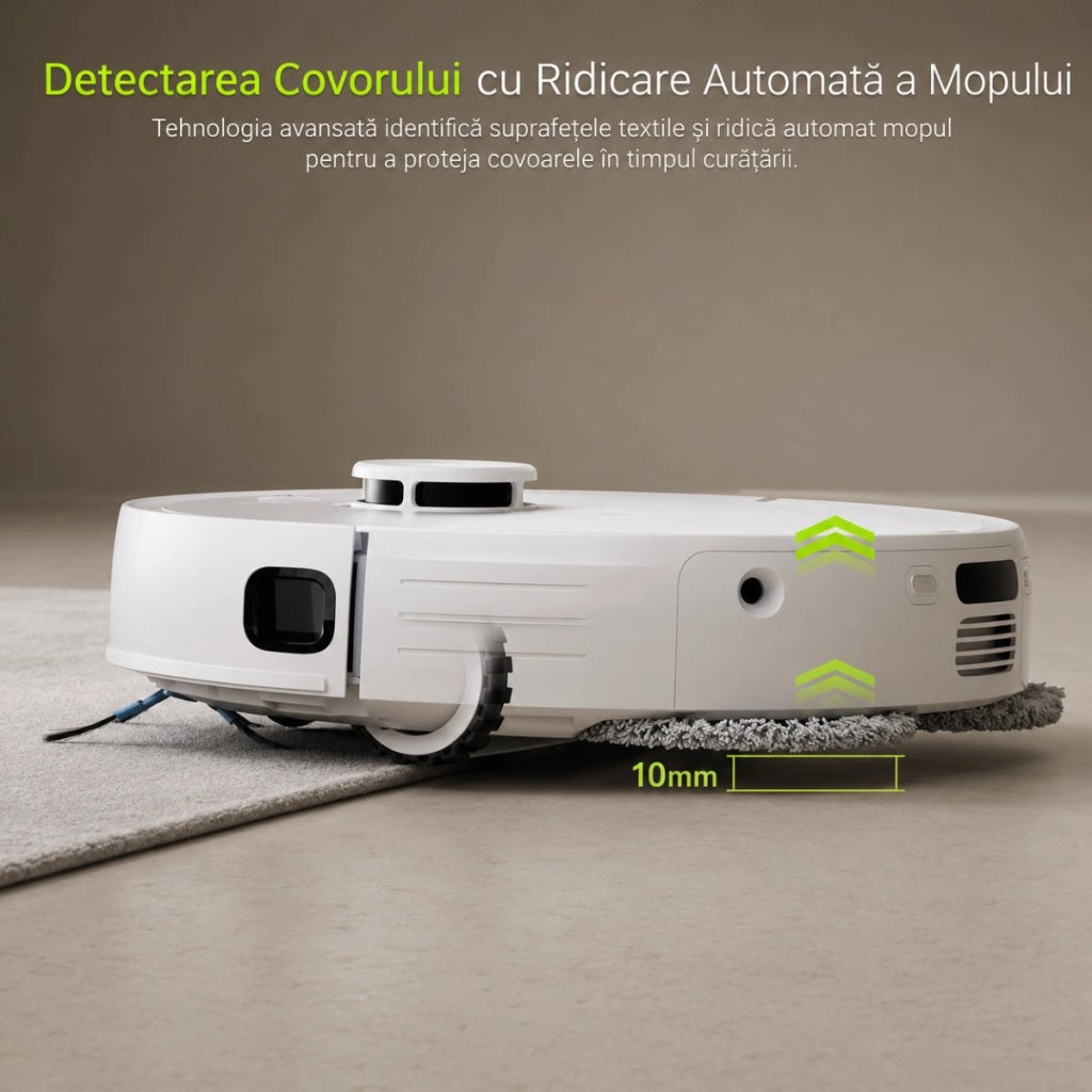 Aspirapolvere robot intelligente con funzione lavapavimenti (mop), potenza di aspirazione 8500 Pa, stazione di svuotamento automatico, navigazione laser LDS, batteria da 5200 mAh, spazzola anti-groviglio, controllo tramite app Wi-Fi Extravis.