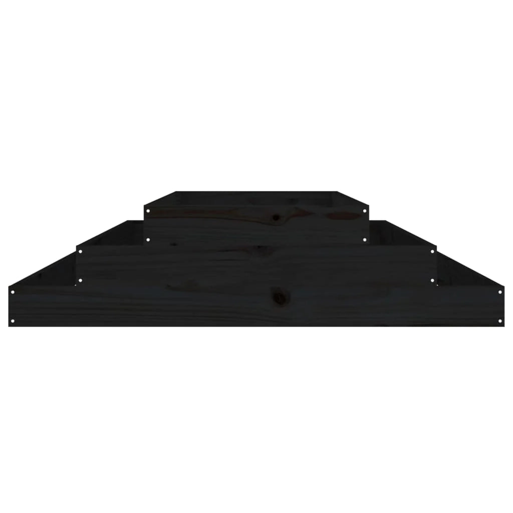 Fioriera rialzata per piante fiori terrazza giardino 110 x 110 x 27 cm legno massello di pino nero 02_0037314