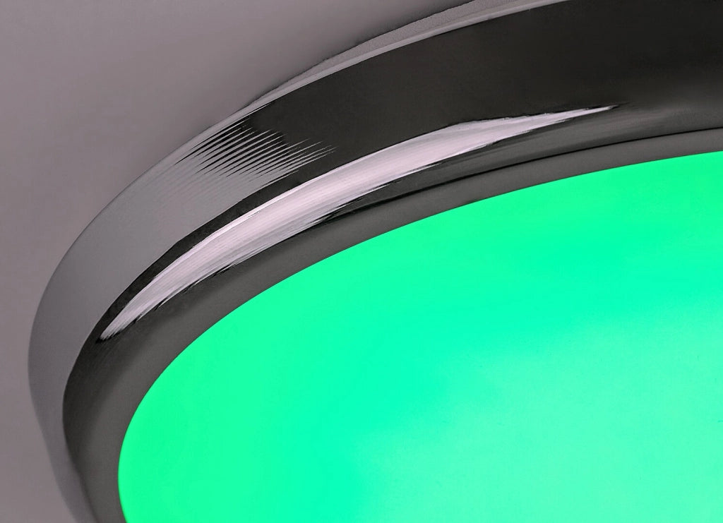 Plafoniera LED RGB 30cm 18W IP44 cromata con telecomando