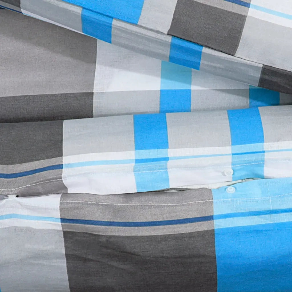 Set Copripiumino Blu e Grigio 220x240 cm in Cotone 136067