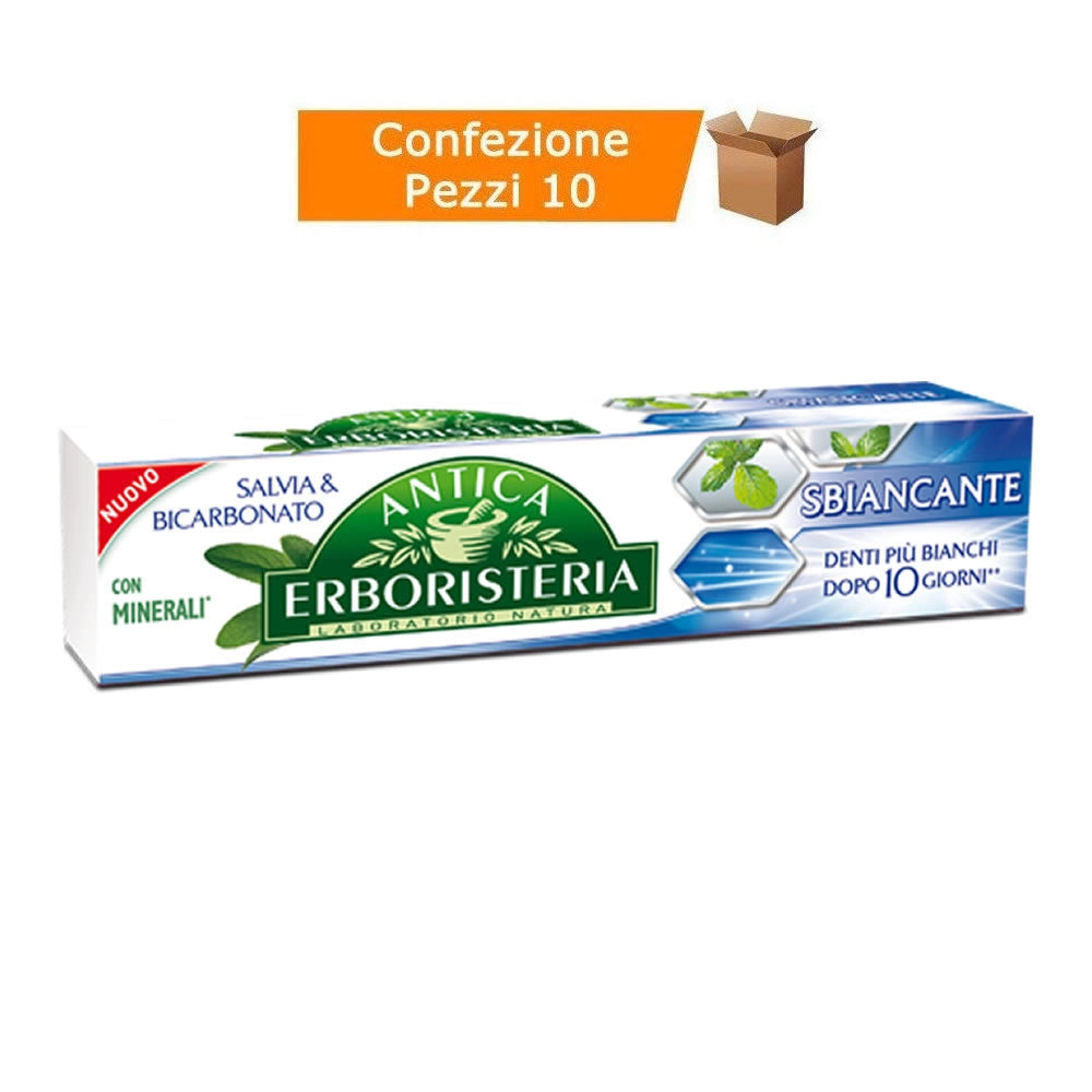 Multipack da 10 dentifricii antica erboristeria sbiancante con salvia confezioni da 75 millilitri ciascuna